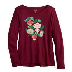 Women's Croft & Barrow® Holiday Long Sleeve Graphic Tee -Outlet Croft & Barrow Store 3913731 ALT