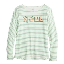 Women's Croft & Barrow® Holiday Long Sleeve Graphic Tee -Outlet Croft & Barrow Store 3913731 ALT5