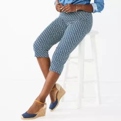 Women's Croft & Barrow® Effortless Stretch Capri Pants -Outlet Croft & Barrow Store 3918078 Teal Geo