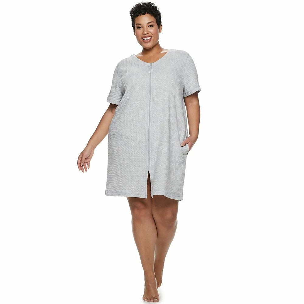 Plus Size Croft & Barrow® Waffle-Knit Zip-Front Robe 2 Plus Size Croft & Barrow® Waffle-Knit Zip-Front Robe - Image 2