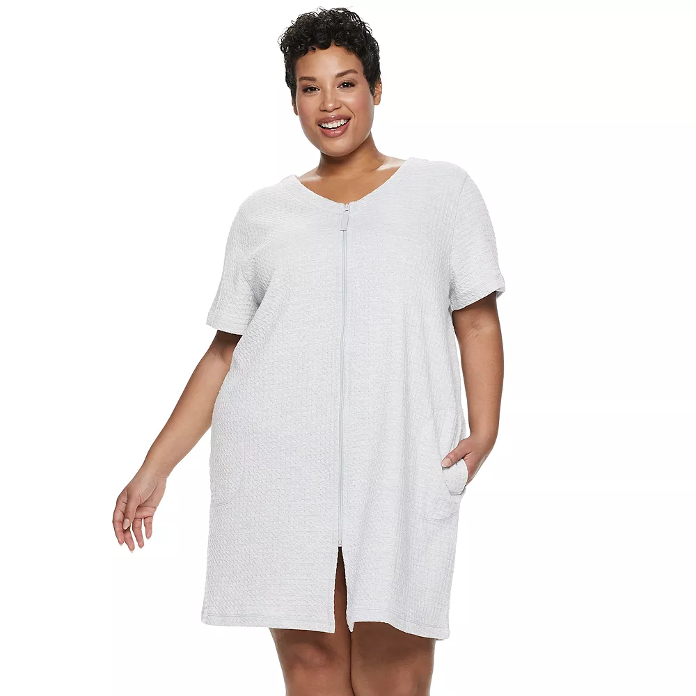 Plus Size Croft & Barrow® Waffle-Knit Zip-Front Robe 1 Plus Size Croft & Barrow® Waffle-Knit Zip-Front Robe