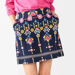 Women's Croft & Barrow® Easy Pull-On Skort -Outlet Croft & Barrow Store 3947868 Navy Floral