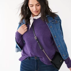 Plus Size Croft & Barrow® Essential Crewneck Long Sleeve Tee -Outlet Croft & Barrow Store 4470907 ALT2