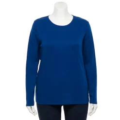 Plus Size Croft & Barrow® Essential Crewneck Long Sleeve Tee -Outlet Croft & Barrow Store 4470907 Beta Blue
