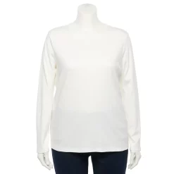 Plus Size Croft & Barrow® Essential Crewneck Long Sleeve Tee -Outlet Croft & Barrow Store 4470907 Bright White