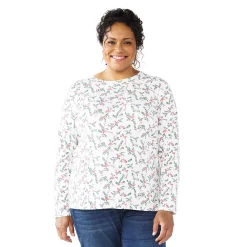 Plus Size Croft & Barrow® Essential Crewneck Long Sleeve Tee -Outlet Croft & Barrow Store 4470907 Cardinal