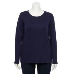 Plus Size Croft & Barrow® Essential Crewneck Long Sleeve Tee -Outlet Croft & Barrow Store 4470907 Genuine Navy