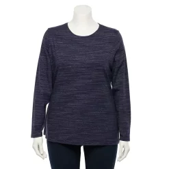 Plus Size Croft & Barrow® Essential Crewneck Long Sleeve Tee -Outlet Croft & Barrow Store 4470907 Genuine Navy Space Dye