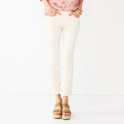 Women's Croft & Barrow® Pull-On Girlfriend Jeans -Outlet Croft & Barrow Store 4491406 Ecru