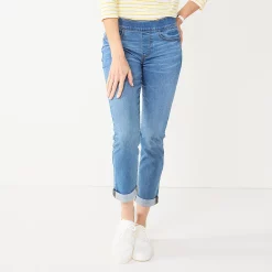 Women's Croft & Barrow® Pull-On Girlfriend Jeans -Outlet Croft & Barrow Store 4491406 Light Blue Wash