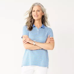 Petite Croft & Barrow® Essential Polo Shirt 11 Petite Croft & Barrow® Essential Polo Shirt -Outlet Croft & Barrow Store 4554159 Blue Stripe