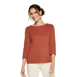 Women's Croft & Barrow® Boatneck Top -Outlet Croft & Barrow Store 4556649 Brown Dot