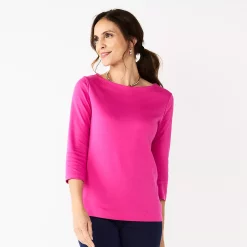 Women's Croft & Barrow® Boatneck Top -Outlet Croft & Barrow Store 4556649 Burma Pink