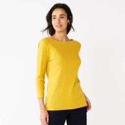 Women's Croft & Barrow® Boatneck Top -Outlet Croft & Barrow Store 4556649 Golden Spice