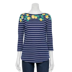 Women's Croft & Barrow® Boatneck Top -Outlet Croft & Barrow Store 4556649 Lemon Stripe