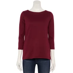 Women's Croft & Barrow® Boatneck Top -Outlet Croft & Barrow Store 4556649 Maroon