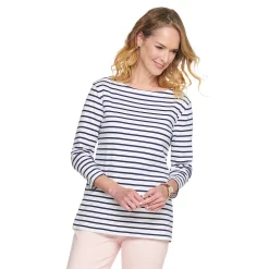 Women's Croft & Barrow® Boatneck Top -Outlet Croft & Barrow Store 4556649 Navy White Stripe