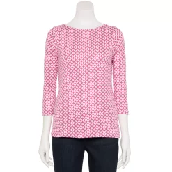 Women's Croft & Barrow® Boatneck Top -Outlet Croft & Barrow Store 4556649 Pink Circle Tile