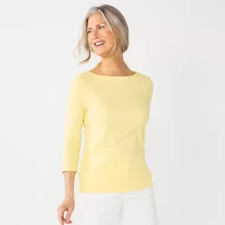 Women's Croft & Barrow® Boatneck Top -Outlet Croft & Barrow Store 4556649 Yellow Bloom
