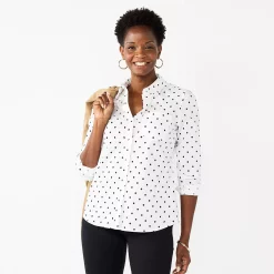 Women's Croft & Barrow® Essential Comfort Stretch Shirt 59 Women's Croft & Barrow® Essential Comfort Stretch Shirt -Outlet Croft & Barrow Store 4676876 Black Dot