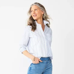 Women's Croft & Barrow® Essential Comfort Stretch Shirt 46 Women's Croft & Barrow® Essential Comfort Stretch Shirt -Outlet Croft & Barrow Store 4676876 Blue Easy Stripe