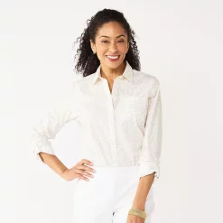 Women's Croft & Barrow® Essential Comfort Stretch Shirt 55 Women's Croft & Barrow® Essential Comfort Stretch Shirt -Outlet Croft & Barrow Store 4676876 Neutral Coral