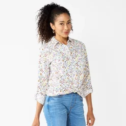 Women's Croft & Barrow® Essential Comfort Stretch Shirt 48 Women's Croft & Barrow® Essential Comfort Stretch Shirt -Outlet Croft & Barrow Store 4676876 White Folk Floral