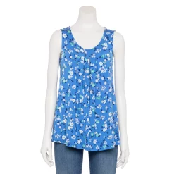 Women's Croft & Barrow® Print Pleated Tank -Outlet Croft & Barrow Store 4777679 Blue Floral