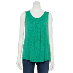 Women's Croft & Barrow® Print Pleated Tank -Outlet Croft & Barrow Store 4777679 Jade Navy Polka Dot