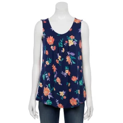 Women's Croft & Barrow® Print Pleated Tank -Outlet Croft & Barrow Store 4777679 Navy Multi Floral