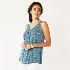 Women's Croft & Barrow® Print Pleated Tank