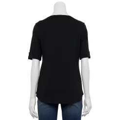 Women's Croft & Barrow® Roll-Tab Utility Henley Top -Outlet Croft & Barrow Store 4777816 ALT