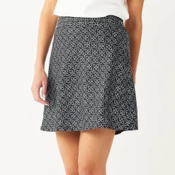 Women's Croft & Barrow® Classic Comfort Collection A-Line Skort -Outlet Croft & Barrow Store 4845651 Black Geo