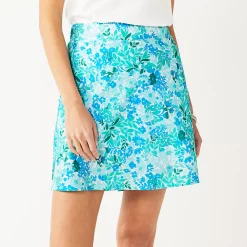 Women's Croft & Barrow® Classic Comfort Collection A-Line Skort -Outlet Croft & Barrow Store 4845651 Blue Abstract Floral