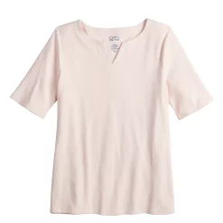 Women's Croft & Barrow® Elbow-Sleeve Splitneck Top -Outlet Croft & Barrow Store 4887344 ALT5