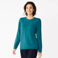 Women's Croft & Barrow® Extra Soft Crewneck Sweater -Outlet Croft & Barrow Store 4922627 Dark Teal