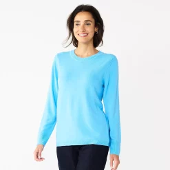 Women's Croft & Barrow® Extra Soft Crewneck Sweater -Outlet Croft & Barrow Store 4922627 Light Blue