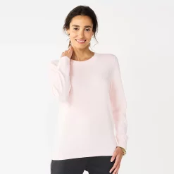 Women's Croft & Barrow® Extra Soft Crewneck Sweater -Outlet Croft & Barrow Store 4922627 Light Pink