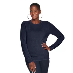 Women's Croft & Barrow® Extra Soft Crewneck Sweater -Outlet Croft & Barrow Store 4922627 Navy