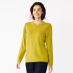 Women's Croft & Barrow® Extra Soft Crewneck Sweater -Outlet Croft & Barrow Store 4922627 Olive