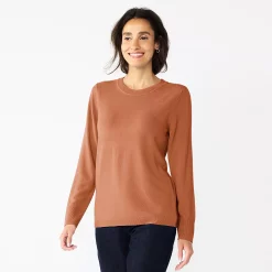Women's Croft & Barrow® Extra Soft Crewneck Sweater -Outlet Croft & Barrow Store 4922627 Orange Heather