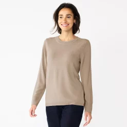 Women's Croft & Barrow® Extra Soft Crewneck Sweater -Outlet Croft & Barrow Store 4922627 Otter Heather