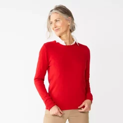 Women's Croft & Barrow® Extra Soft Crewneck Sweater -Outlet Croft & Barrow Store 4922627 Red