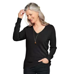 Women's Croft & Barrow® The Extra Soft V-Neck Sweater -Outlet Croft & Barrow Store 4922640 Black