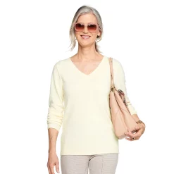 Women's Croft & Barrow® The Extra Soft V-Neck Sweater -Outlet Croft & Barrow Store 4922640 Cream