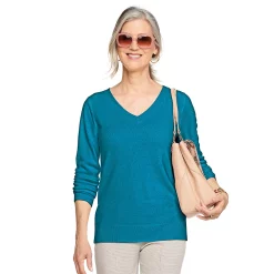 Women's Croft & Barrow® The Extra Soft V-Neck Sweater -Outlet Croft & Barrow Store 4922640 Dark Teal