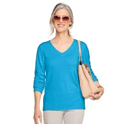Women's Croft & Barrow® The Extra Soft V-Neck Sweater -Outlet Croft & Barrow Store 4922640 Light Blue