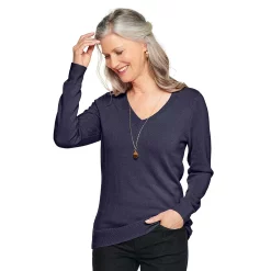 Women's Croft & Barrow® The Extra Soft V-Neck Sweater -Outlet Croft & Barrow Store 4922640 Navy