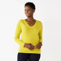 Women's Croft & Barrow® The Extra Soft V-Neck Sweater -Outlet Croft & Barrow Store 4922640 Olive
