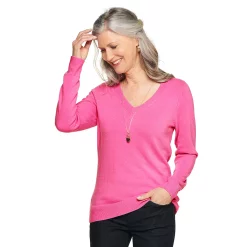 Women's Croft & Barrow® The Extra Soft V-Neck Sweater -Outlet Croft & Barrow Store 4922640 Pink